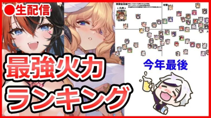 【放置少女】今年最後の生配信！副将火力ランキング分布図解析飲み会