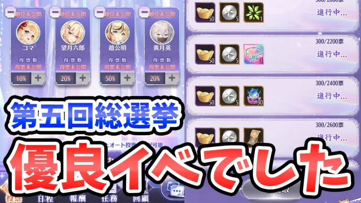 【放置少女】第五回総選も優良イベントでした！※限定任務は段階毎に１回しかもらえないようなので月ギフ課金しないと３０００P届きませんね。訂正