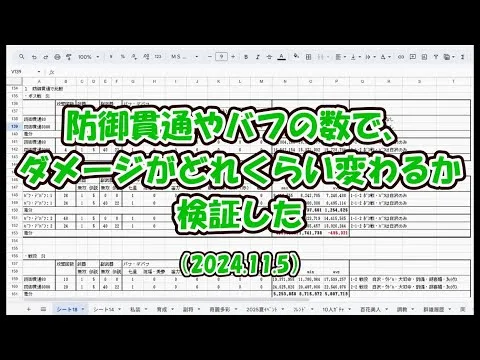 【放置少女】防御貫通やバフの数で、ダメージがどれくらい変わるか検証した（2024.11.5）【ブラウザ版】