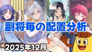 【放置少女】2025年12月 副将毎の配置分析＆集計上最強の編成（皇室人気副将ランキング付録）