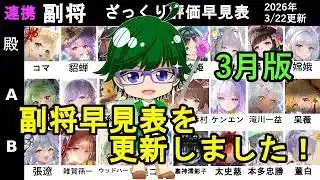 【放置少女副将特集】2026年3月版副将評価早見表！【デフ】