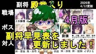 【放置少女副将特集】2026年4月版副将評価早見表！【デフ】