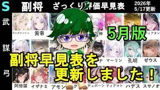 【放置少女副将特集】2026年5月版副将評価早見表！【デフ】