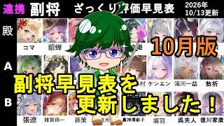 【放置少女副将特集】2026年10月版副将評価早見表!【デフ】